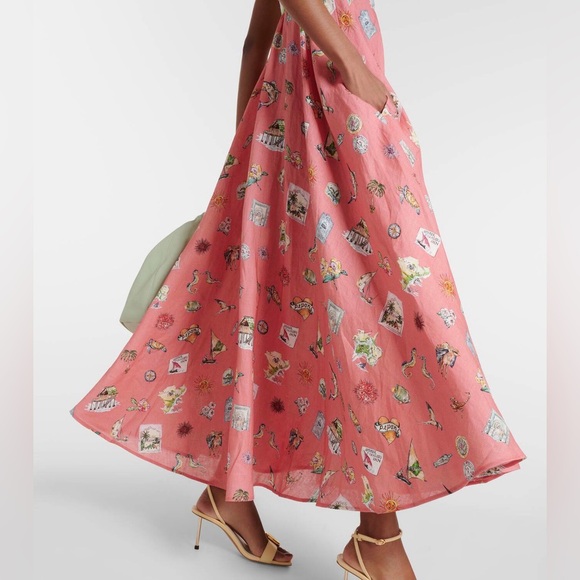 NWOT ALEMAIS printed linen midi dress US size 4 - Picture 3 of 8